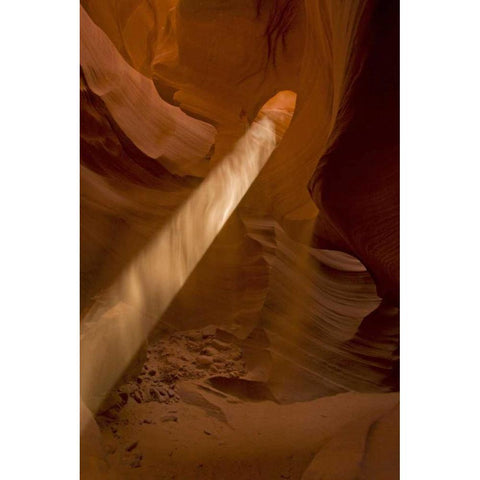 AZ Sunbeam penetrates in lower Antelope Canyon Black Modern Wood Framed Art Print by Illg, Cathy and Gordon