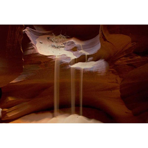 AZ, Upper Antelope Canyon Streams of loose sand Black Modern Wood Framed Art Print by Illg, Cathy and Gordon