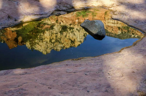 Arizona, Sedona Autumn reflection in water Black Ornate Wood Framed Art Print with Double Matting by OBrien, Jay