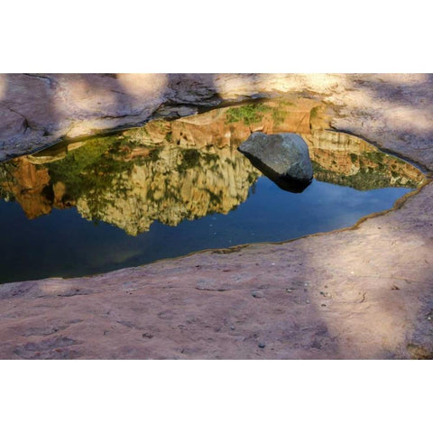 Arizona, Sedona Autumn reflection in water Black Modern Wood Framed Art Print by OBrien, Jay