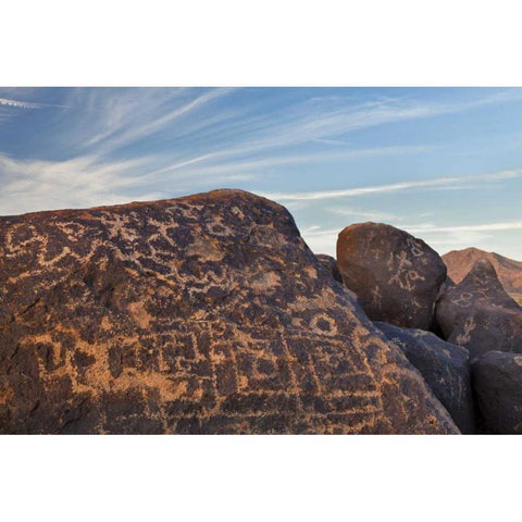 AZ, Gila Bend Petroglyphs on boulders White Modern Wood Framed Art Print by Paulson, Don