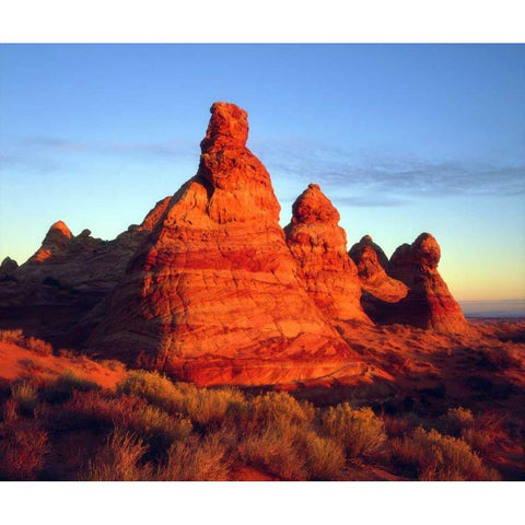 AZ, Paria Canyon, Sandstone formations at sunset White Modern Wood Framed Art Print by Talbot Frank, Christopher