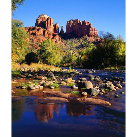 Arizona, Sedona Cathedral Rock and Oak Creek Black Modern Wood Framed Art Print with Double Matting by Talbot Frank, Christopher