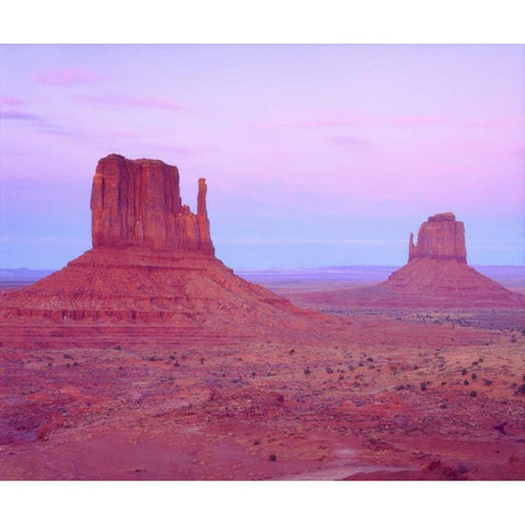AZ, The Mittens formations in Monument Valley White Modern Wood Framed Art Print by Talbot Frank, Christopher