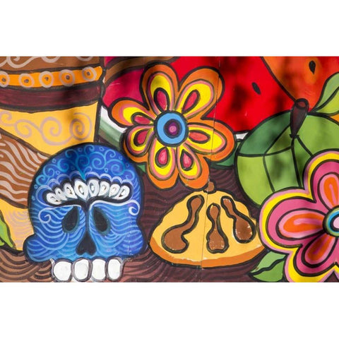 Arizona, Phoenix Colorful mural details White Modern Wood Framed Art Print by Kaveney, Wendy