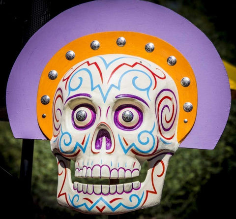 AZ, Phoenix Arty skull displayed at celebration White Modern Wood Framed Art Print with Double Matting by Kaveney, Wendy