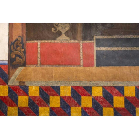 AZ, San Xavier del Bac MissionWall paintings White Modern Wood Framed Art Print by Kaveney, Wendy