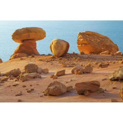 Arizona, Lake Powell, Padre Bay Rock formations Black Modern Wood Framed Art Print with Double Matting by Paulson, Don