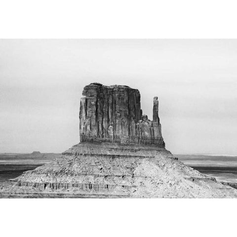 AZ, Formation in Monument Valley White Modern Wood Framed Art Print by Flaherty, Dennis