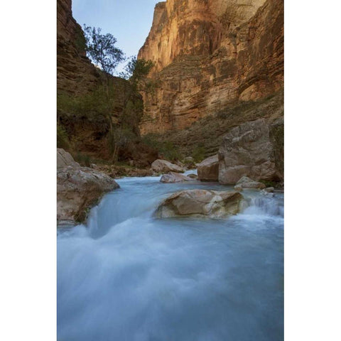 AZ, Grand Canyon, Havasu Creeks through a gorge White Modern Wood Framed Art Print by Grall, Don
