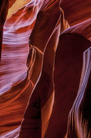 Arizona, Paige Rock patterns in Antelope Canyon White Modern Wood Framed Art Print with Double Matting by OBrien, Jay