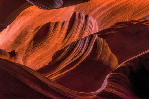 Arizona, Paige Rock patterns in Antelope Canyon White Modern Wood Framed Art Print with Double Matting by OBrien, Jay