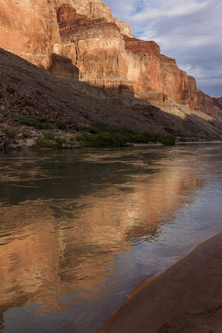 AZ, Grand Canyon, Colorado River at sunset White Modern Wood Framed Art Print with Double Matting by Grall, Don