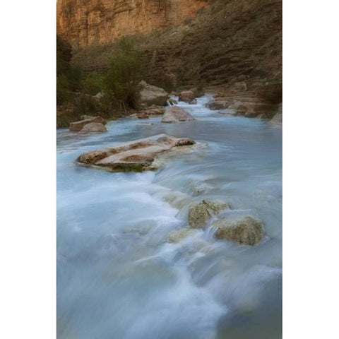AZ, Grand Canyon, Havasu Creeks through canyon Black Modern Wood Framed Art Print with Double Matting by Grall, Don