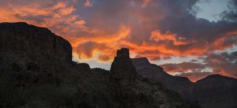 Arizona, Grand Canyon NP Sunset on canyon cliffs White Modern Wood Framed Art Print with Double Matting by Grall, Don