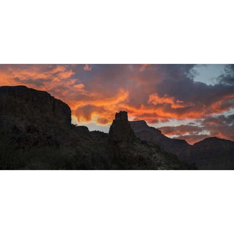 Arizona, Grand Canyon NP Sunset on canyon cliffs Black Modern Wood Framed Art Print by Grall, Don
