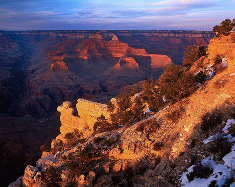 Arizona-Grand Canyon National Park Sunrise from Mather Point on South Rim  White Modern Wood Framed Art Print with Double Matting by Jaynes Gallery