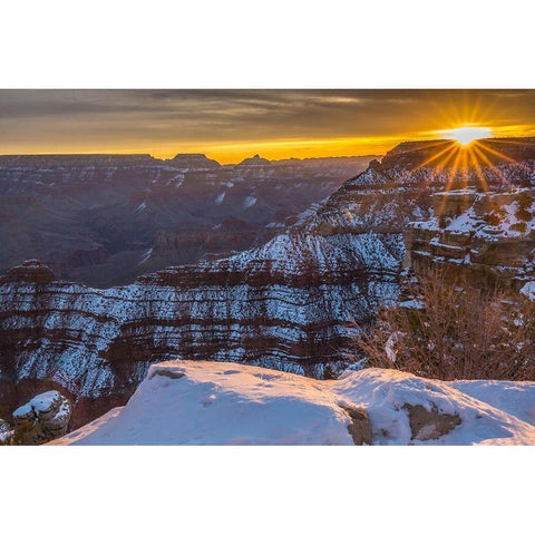 Arizona-Grand Canyon National Park Sunrise on Mather Point Gold Ornate Wood Framed Art Print with Double Matting by Jaynes Gallery
