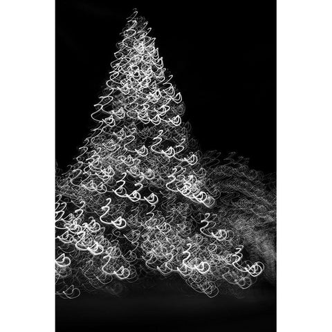 USA-Arizona-Buckeye-Black and white abstract motion of Christmas tree at night Black Modern Wood Framed Art Print by Jaynes Gallery