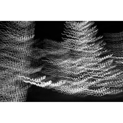 USA-Arizona-Buckeye-Black and white abstract motion of Christmas tree at night Black Modern Wood Framed Art Print by Jaynes Gallery