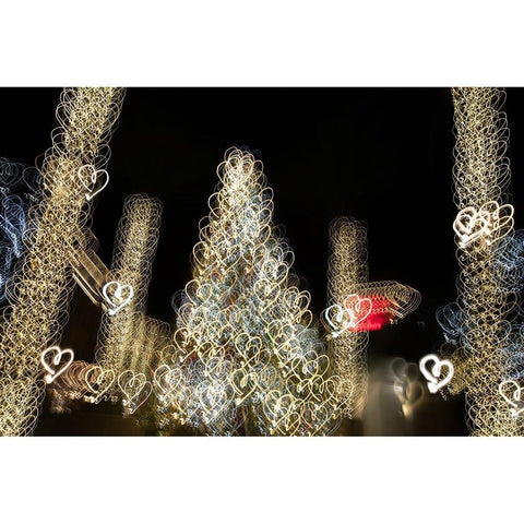 USA-Arizona-Buckeye-Abstract of Christmas tree at night Gold Ornate Wood Framed Art Print with Double Matting by Jaynes Gallery