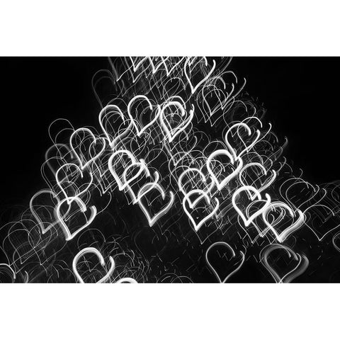 USA-Arizona-Buckeye-Black and white abstract motion of Christmas tree at night Black Modern Wood Framed Art Print by Jaynes Gallery