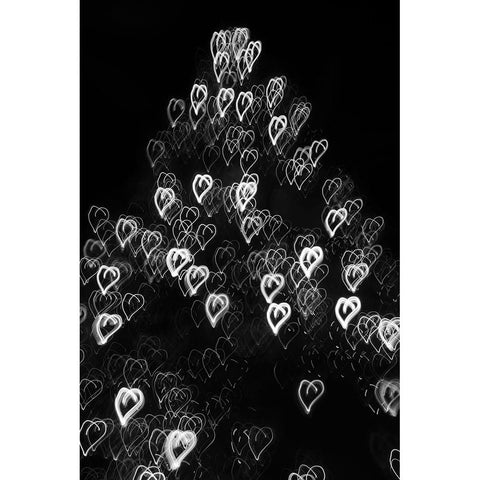 USA-Arizona-Buckeye-Black and white abstract motion of Christmas tree at night Black Modern Wood Framed Art Print with Double Matting by Jaynes Gallery