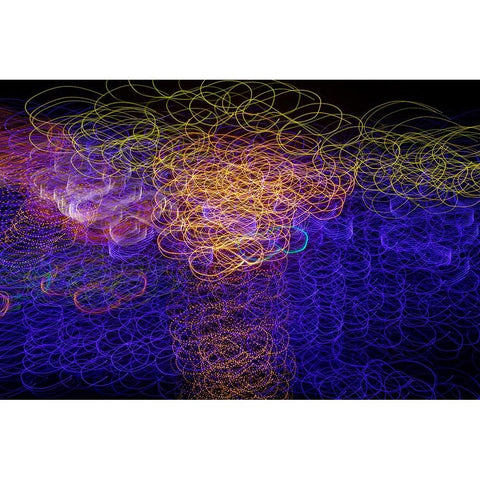 USA-Arizona-Buckeye-Abstract of multicolored Christmas lights White Modern Wood Framed Art Print by Jaynes Gallery