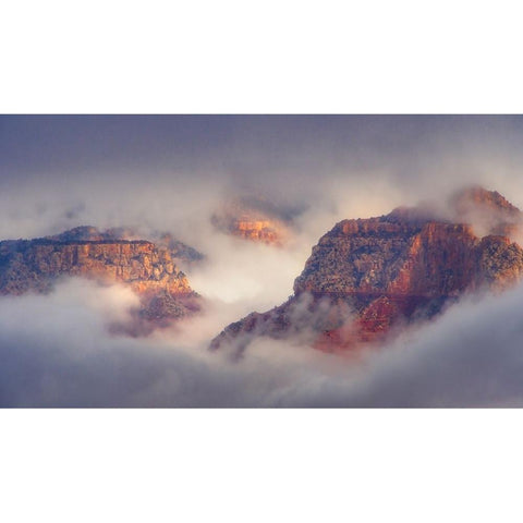 USA-Arizona-Grand Canyon-Foggy sunrise on canyon Black Modern Wood Framed Art Print with Double Matting by Jaynes Gallery