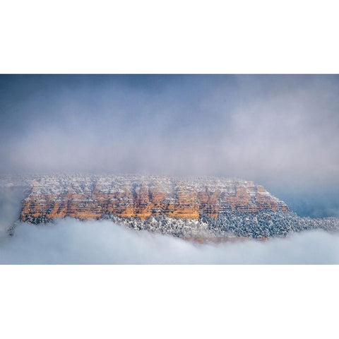 USA-Arizona-Grand Canyon-Panoramic of foggy sky over canyon at sunset Black Modern Wood Framed Art Print with Double Matting by Jaynes Gallery