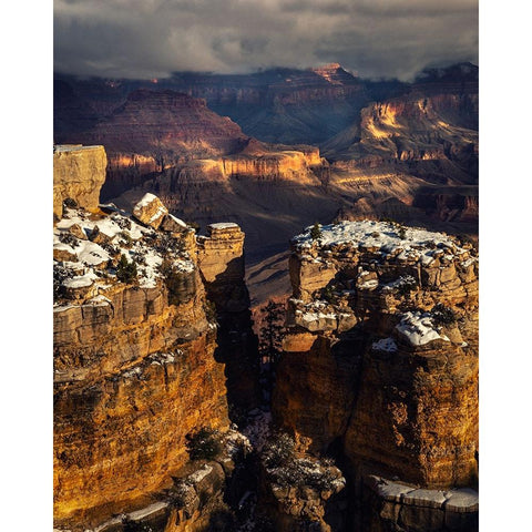 USA-Arizona-Grand Canyon-Winter sunset on canyon landscape Black Modern Wood Framed Art Print by Jaynes Gallery