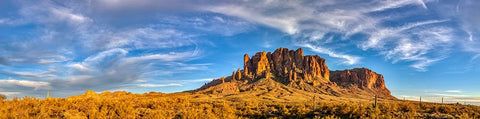 USA- Arizona- Superstition Mountains. Panoramic of mountains and desert. Black Modern Wood Framed Art Print by Jaynes Gallery