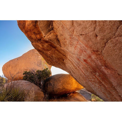 Native American pictographs at Council Rocks in the Dragoon Mountains in the Coronado National Fore White Modern Wood Framed Art Print by Haney, Chuck
