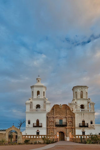 USA- Arizona- Tucson. Mission San Xavier del Bac White Modern Wood Framed Art Print with Double Matting by Gulin, Darrell
