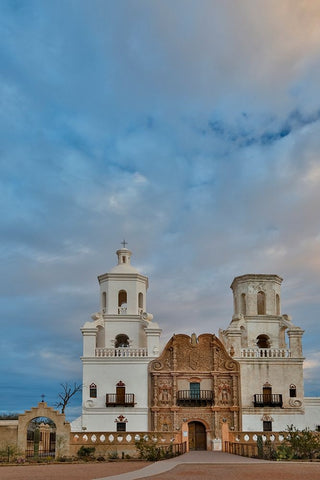 USA- Arizona- Tucson. Mission San Xavier del Bac Black Ornate Wood Framed Art Print with Double Matting by Gulin, Darrell