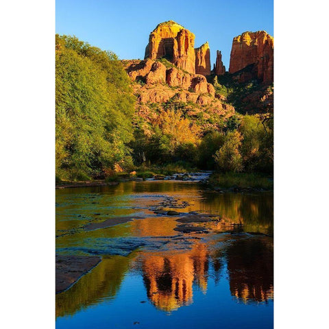 Sedona-Red Rock-Cathedral Rock White Modern Wood Framed Art Print by Theodore, George