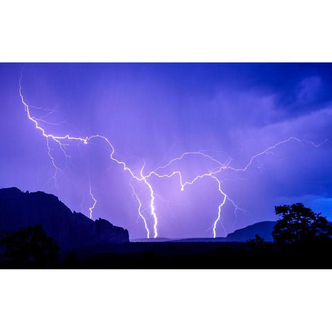stormy-lightning Gold Ornate Wood Framed Art Print with Double Matting by Theodore, George