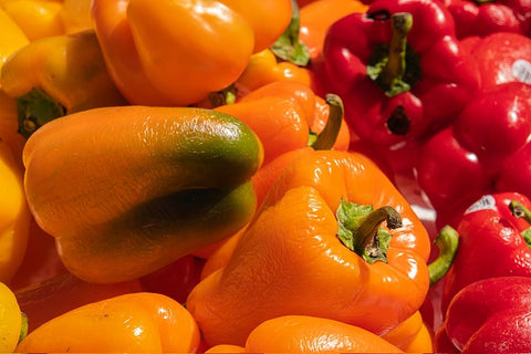 Peppers White Modern Wood Framed Art Print with Double Matting by Theodore, George and Marilu