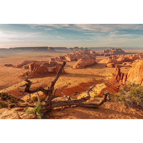 Arizona-Monument Valley-Hunts Mesa White Modern Wood Framed Art Print by Theodore, George and Marilu