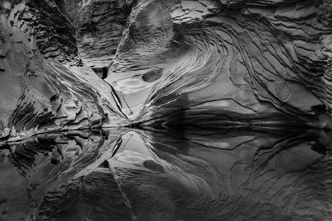 Abstract black and white reflection in North Canyon-Grand Canyon National Park-Arizona-USA White Modern Wood Framed Art Print with Double Matting by Garber, Howie