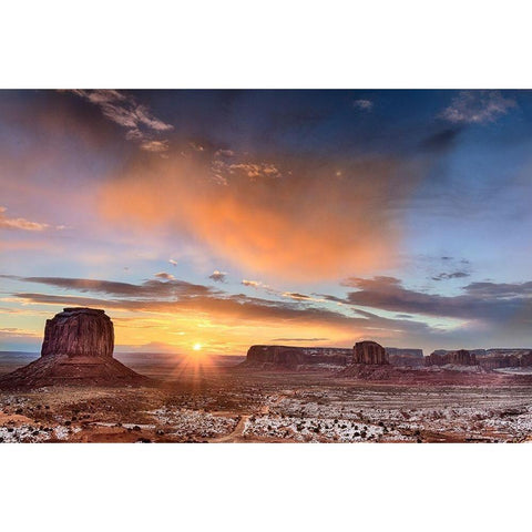 Sunrise-Monument Valley Black Modern Wood Framed Art Print by Ford, John
