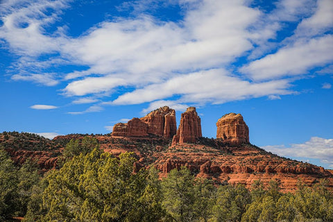 Sedona- Arizona- USA. Cathedral Rock- red rock formations White Modern Wood Framed Art Print with Double Matting by Sienda, Jolly