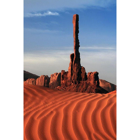Totem pole-sand ripples-Monument Valley-Arizona-USA White Modern Wood Framed Art Print by Hersen, Michel