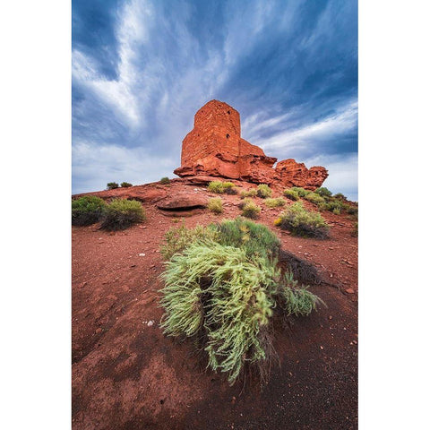 Evening light on Wukoki Ruin-Wupatki National Monument-Arizona Black Modern Wood Framed Art Print by Bishop, Russ