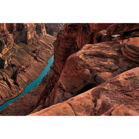 Colorado River meanders through the Grand Canyon below Toroweap Overlook Black Modern Wood Framed Art Print by SMO