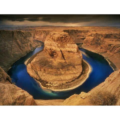 Horseshoe bend of Colorado River in marble canyon on its way to the Grand Canyon Black Modern Wood Framed Art Print by SMO