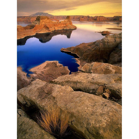 Sunset over Lake Powell in northern Arizona Black Modern Wood Framed Art Print with Double Matting by SMO