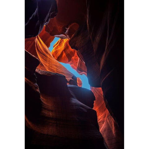 Antelope Canyon-a swirling sandstone slot canyon near Lake Powell in northern Arizona Black Modern Wood Framed Art Print by SMO