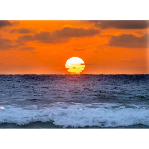 Sunset Waves Sun Horizon La Jolla Shores Beach San Diego California Black Modern Wood Framed Art Print with Double Matting by Perry, William