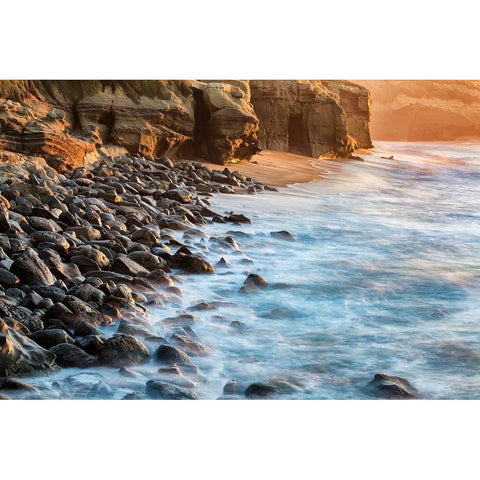 California-La Jolla-Boomer Beach shoreline Black Modern Wood Framed Art Print by Collins, Ann